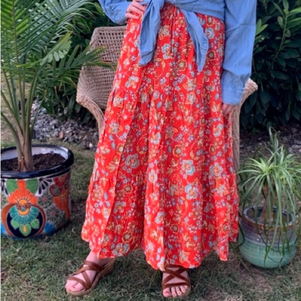 Sienna Sky Summer Orange Floral Skirt